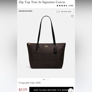 Coach Zip Top Tote in Signature Coated Canvas